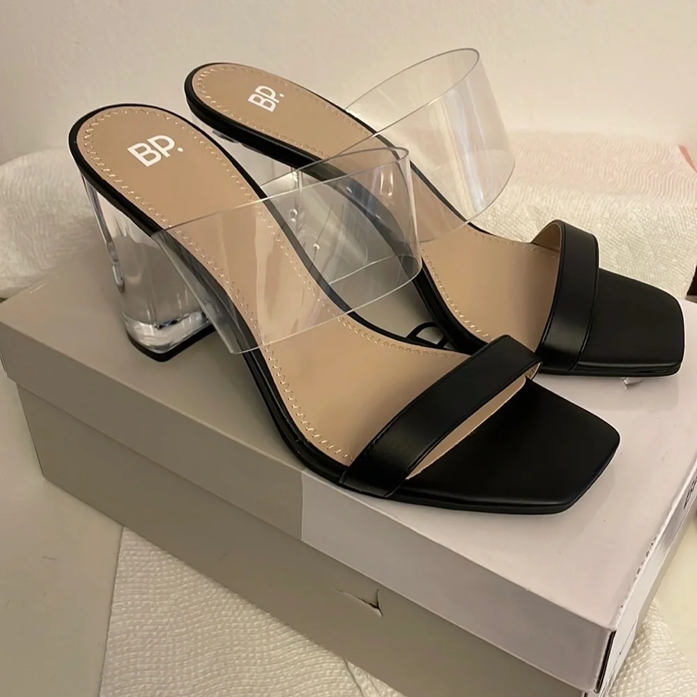 NIB BP Naomi clear block heel sandals.
